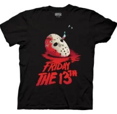 Friday the 13th: Mask and Knife Black Retro Shirt