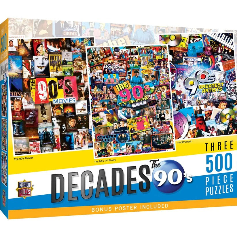 DECADES 90S 500PC PUZZLE 3PK