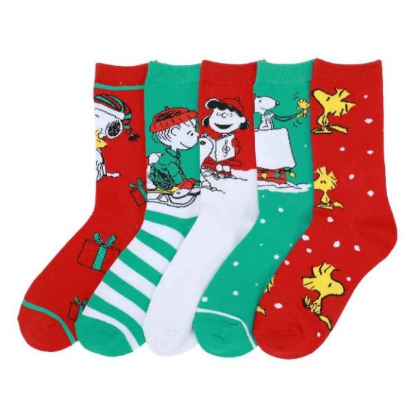 Peanuts 5 Pack Christmas Socks